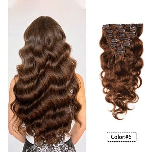 Clip In Hair Extensions Human Hair 7pcs/set Remy Hair Body Wave Style 14-22 Inch Double Weft Natural Color Hairpieces For Women