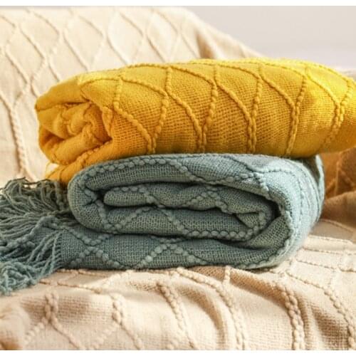 Inya Blankets Tassel Knitted Blanket Office chunky knit throw blankets Sofa Home Leisure Blanket