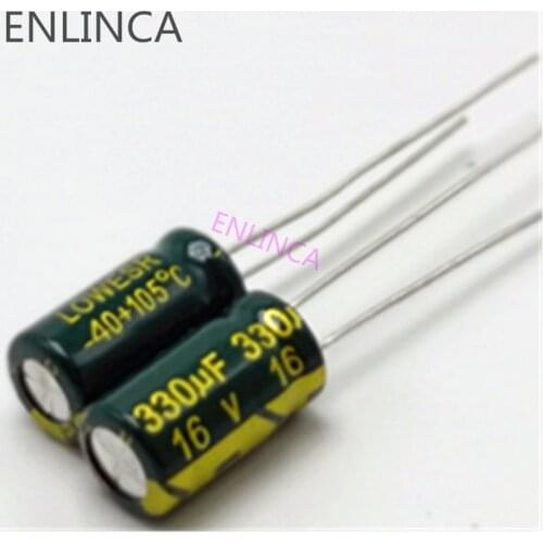 200pcs/lot Q11 330uf16V Low ESR/Impedance high frequency aluminum electrolytic capacitor size 6*12 16V 330uf 20