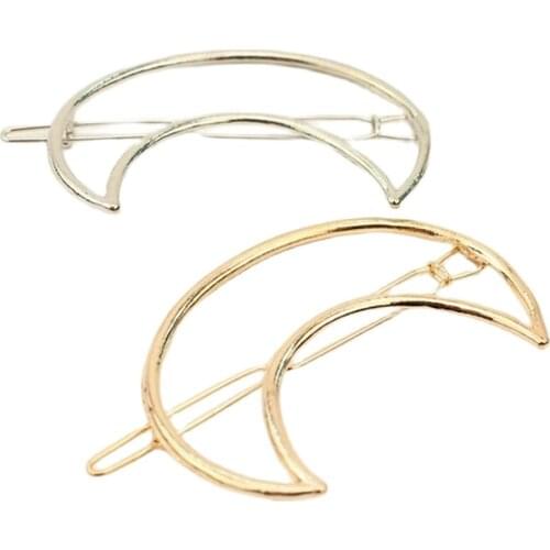 2Pcs/Lot Gold/Silver Plated Moon Hairpins Hair Pin Jewelry Clip For Women Girls Barrettes Head Accessories Bijoux