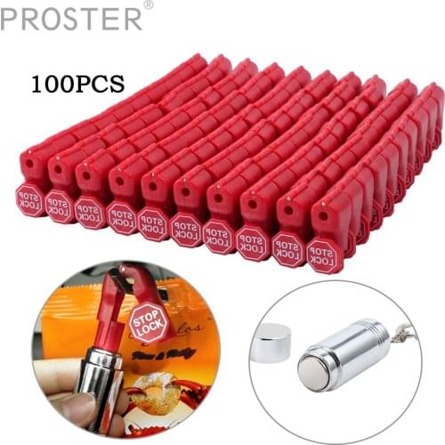 Proster 100Pcs 6mm Security Stop Lock with 1 Magnetic Detacher Key for Supermarket Help Hook Anti-Theft Safety Plastic Lock Kit