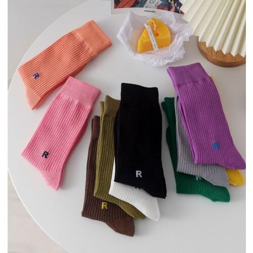 Womens cotton knee high socks, two pairs, black, white, solid color, casual fashion, calf, party, dance, sexy, street shooting