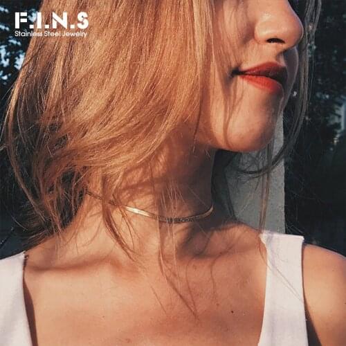 F.I.N.S Three-tones Aesthetic Stainless Steel Necklace Snake Chain Choker Necklace Women Clavicle Necklaces Wholesale Jewelry