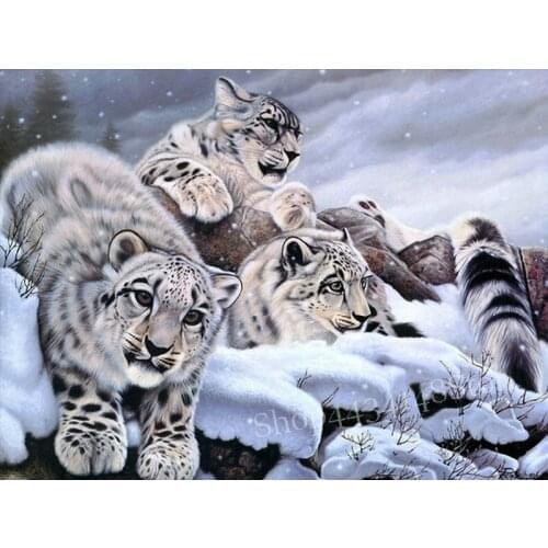 Animal full square / round drill snow leopard 5d diamond painting kit mosaic rhinestone embroidery home decoration wolf
