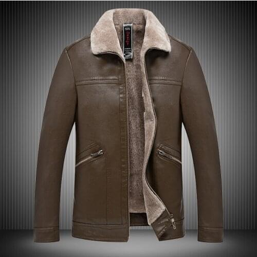 Winter US Bomber 2020 Jacket Warm Thickening Fleece Men Faux Motorcycle Leather Coat Good Quality Brown Black 1816