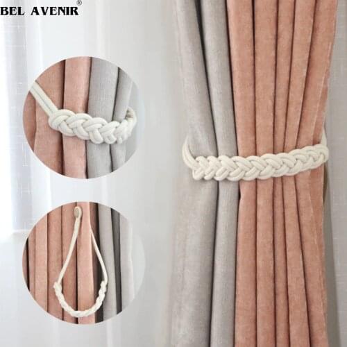 1Pc Curtain Holder Cilp Handwork White Woven Cotton Magnet Curtain Tieback Buckle Rope Holdback Drapery Home Decoration