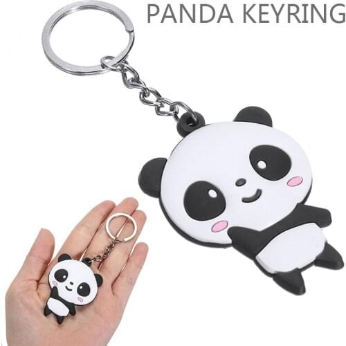 1pc Shellhard Cute Cartoon Keychains Panda Keyring Bag Pendant Silicone Key Ring Chain Gift For Women female Jewelry Gift