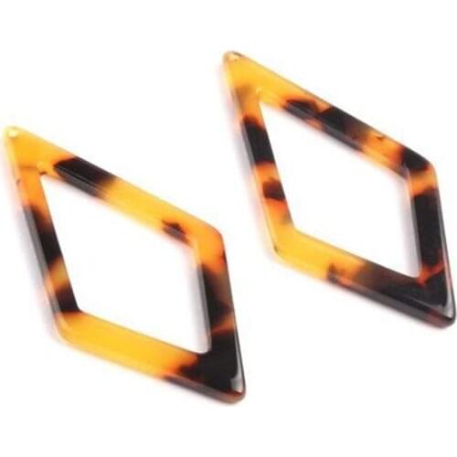 10pcs/lot hollow rhombus acetic acid beads with hole charms connectors for diy personality earrings jewelry making accessories