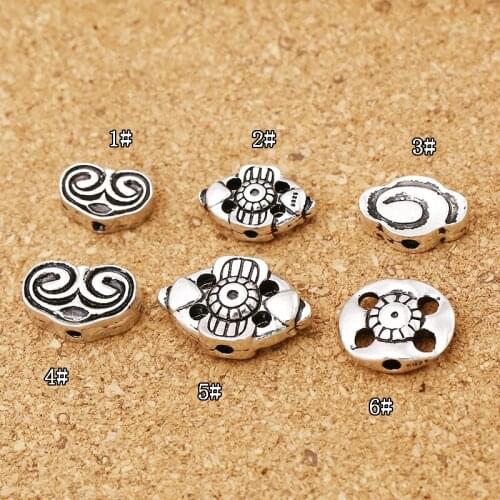 100% 925 Silver Tibetan Malas Beads Sterling Lucky Symbol Beads Buddhist Prayer Malas Amulet Beads