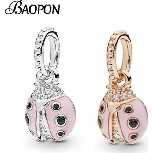 2Pcs/Lot Fashion New Lovely Ladybug Pendant Charm Beads Fit Original Brand Bracelets Necklaces For Women DIY Jewelry Making