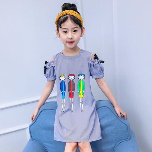2018 new summer Dress Girls Kids Stripe cartoon Dress comfortable cute baby Clothes Children Clothing