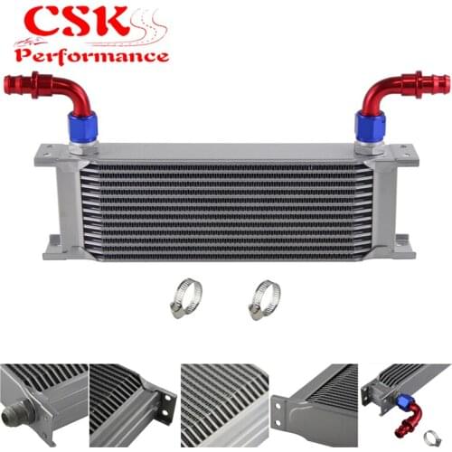 13 Row AN10 Universal Aluminum Engine Transmission 248mm Oil Cooler British Type w/ Fittings Kit Silver