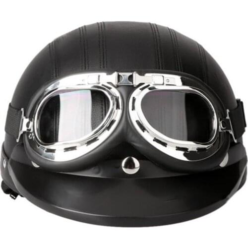 30% Dropshipping!!Men Women Motorcycle Motorbike Vintage Visor Helmet Hat Headwear with Goggles