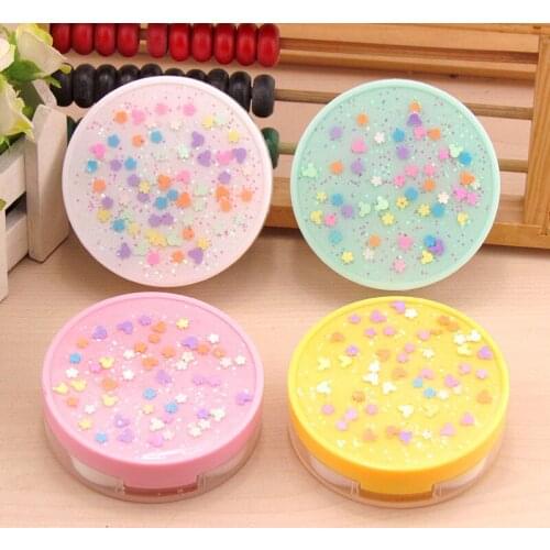 5pcs new beautiful Fashion High quality DIY starry Round with a mirror Contact lens case Easy to carry Nursing box 7.5*2.1CM