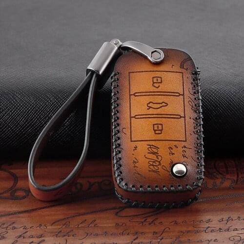 Retro style genuine leather Car Key Case Cover For Roewe RX5 i6 ERX5 i5 RX8 RX3 for MG6 MG ZS EV EZS HS EHS 3button