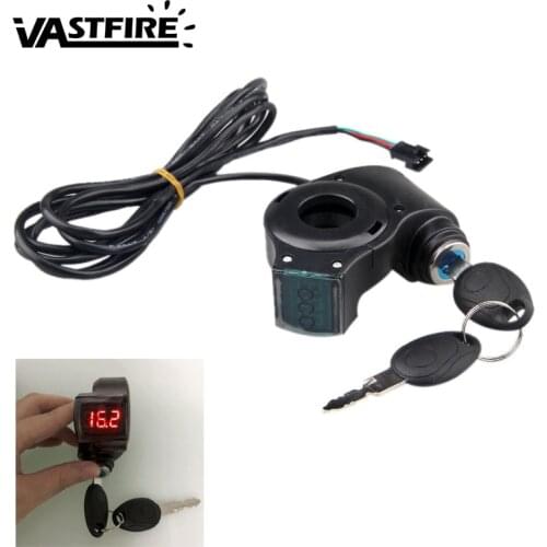 Electric Bicycle Thumb Throttle Voltmeter Digital Battery Voltage Key Switch Power Key Lock Electric Bike Accessories