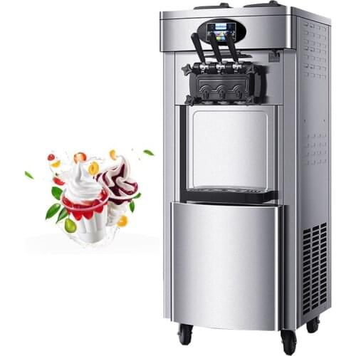 Electric Soft Ice Cream Machine LCD Panel Ice Cream Maker Three Flavors Ice Cream Vending Machine 2200W