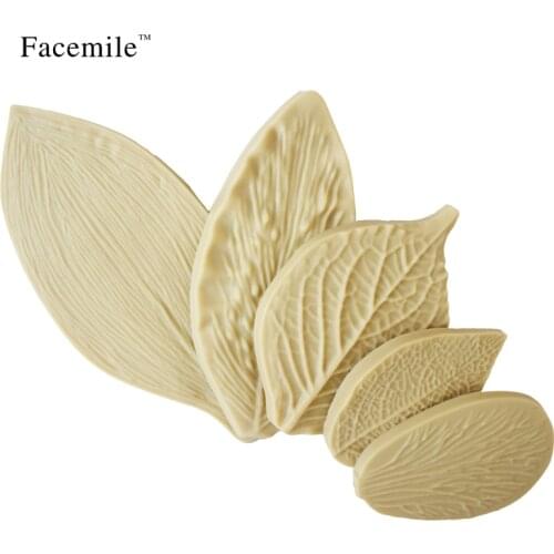 Facemile 5PCS/Set Bakeware Leaf Mold Shaped Silicone Mold Cake Decoration Fondant Cake Silicone Mould 53020 Gift