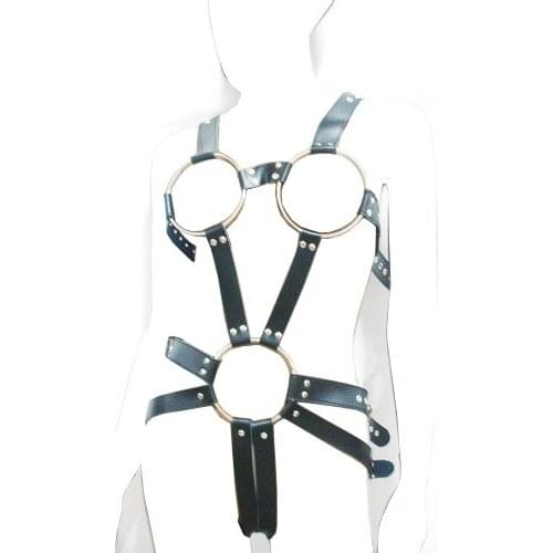 Slave Fetish Toy PU Leather Body Harness Bondage Cosplay Fancy Open Bust Crotch Teddy Adult Flirt Sex Products