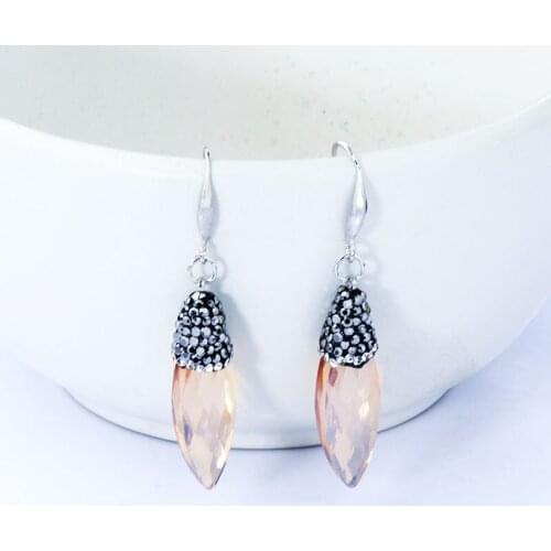 Itenice Long Earrings For Women Handmade Vintage Transparent Gem Stone Setting Water Drop stud Earring Fashion Wedding Jewelry