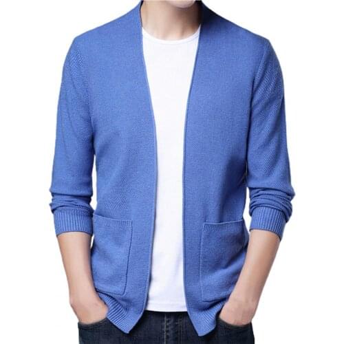 Кардиган Men Cardigan sweater mens coat Loose Fit Solid Color Coat Long Sleeve Ribbing Hem Cardigan Coat кардиган оверсайз