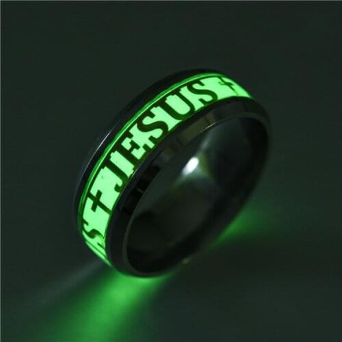 Finger Ring Luminous Love Jesus Christ Ring Stainless Steel Cross Ring Glowing In The Dark Jewelry For Women Men Engagement Ring