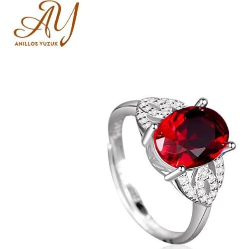 Anillos Yuzuk Simple 100% 925 Sterling Silver Natural Oval Ruby Gemstone Wedding Engagement Rose Gold Ring Jewelry Wholesale