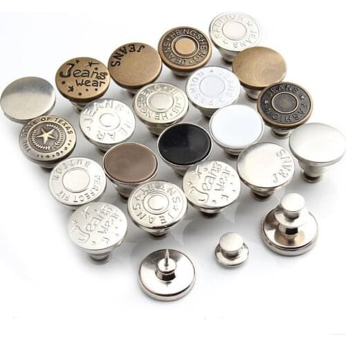 2PCs Snap Fastener Metal Pants Buttons for Clothing Jeans Perfect Fit Adjust Pin Button Self Increase Reduce Waist Free Sewing