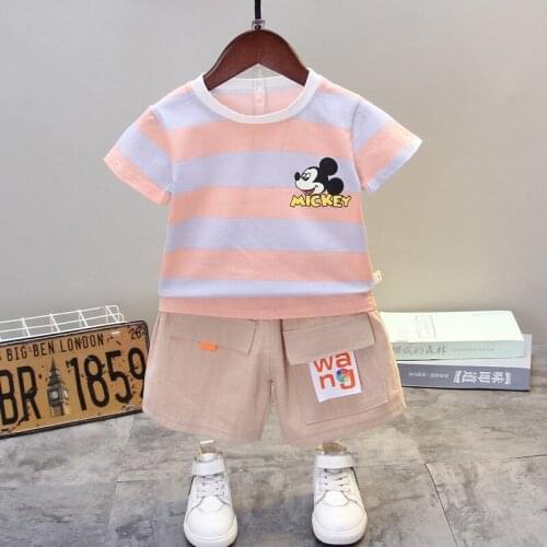 2021 New Baby Boys Disney Summer Clothes 1-7 Years Old Foreign Style Childrens Short Sleeve T-shirt+shorts Two Piece Set