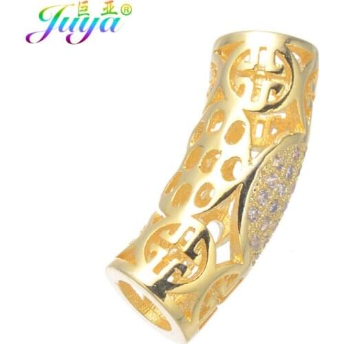 Leather Cords Jewelry Making Material Supplies Hollow Gold Curved Tube Beads Accessories For Beadwork Jewelry DIY Making