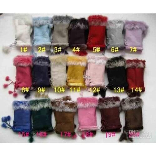 Leopard Rabbit Fur Gloves,Woman Winter Fingerless Keyboard Gloves,animal print hand wrist glove