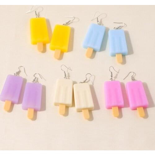 Fashion Resin Earrings Pure Color Creative Ice Cream Earrings for Women Imitation Food Winter Accessories Wholesale Jewelry