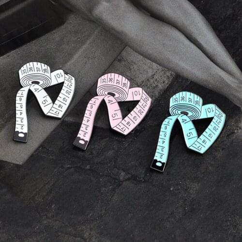 Cartoon White Pink Blue Ruler Metal Enamel Badge Brooch Female Clothing Backpack Fashion Personality Icon Decoration Gift