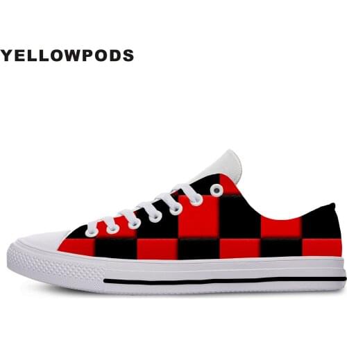 Men Casual Shoes Black Red Squares Hot Fashion For High Quality Harajuku 3D Printing Black Red Squares Off White Shoes Man