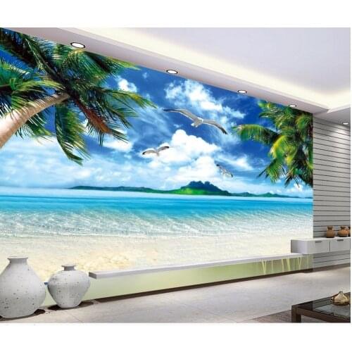 Morden style Custom 3d mural wallpaper beach tree 3d wall murals wallpaper Home Decoration