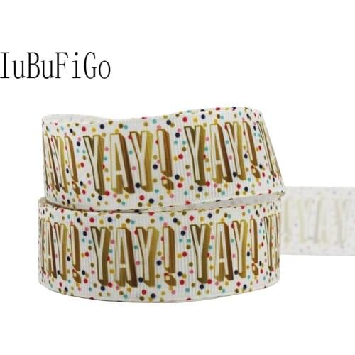[IuBuFiGo] New YAY Ribbon With Dot Printed Grosgrain Ribbon For Home Decoration Gift Packing 1"(25mm) 10yard/lot
