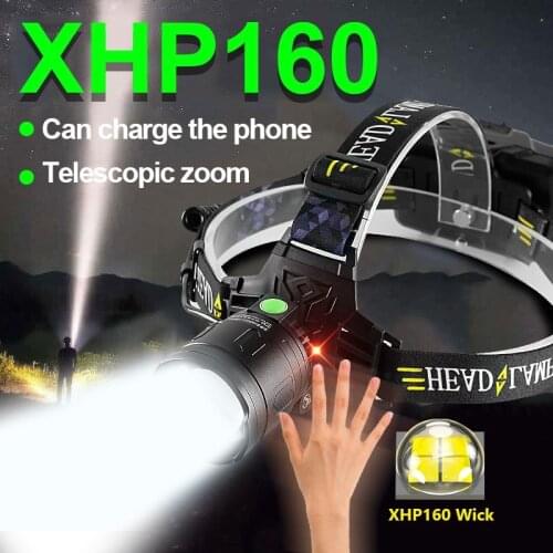 Newest XHP160 IR Sensor Powerful Led Headlamp Usb Rechargeable Headlight 18650 High Power Head Flashlight 18h Fishing Head Lamp
