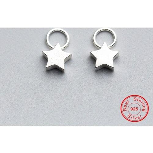 UQBing 7*7*2.5mm New Fresh Elegant 100% 925 Sterling Silver Star DIY Charms For Making Bracelet Pendant Jewelry Findings