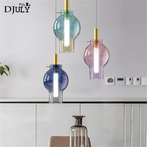 Nordic stained glass led cob pendant lights modern luminaire design loft decor hanging lamp living room kitchen light fixtures