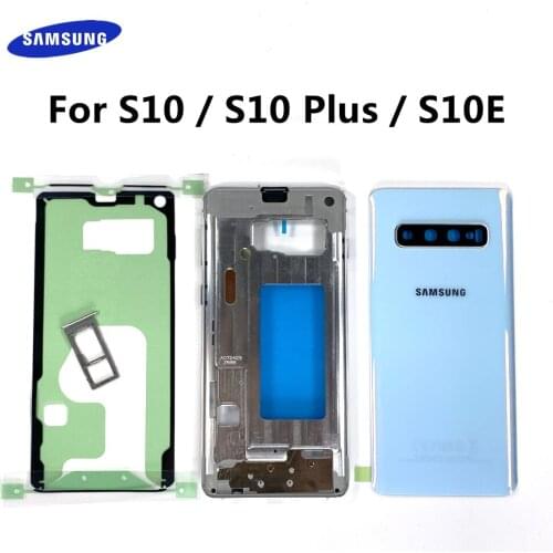 Full Housing For SAMSUNG Galaxy S10 G973F S10 Plus G975F S10e G970F Middle Frame Battery Door Back Glass Cover Complete Case