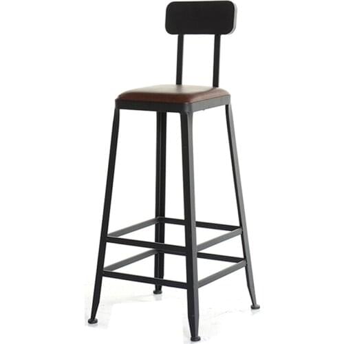 Industrial Iron Art Solid Wood Household Bar Chair Table Modern Simple Bar High Stool Cafe Bar Table Chair Bar Stool Pink Chair