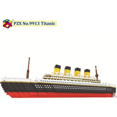 PZX Bricks Building Toys 9913 Worlds Largest Luxury Ship 1912 Titanic 3D Model DIY Mini Diamond Blocks 3800pcs for Kids