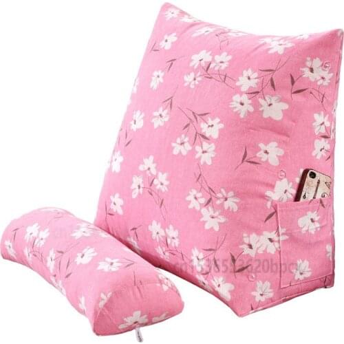 Cotton Linen Triangle Back Cushion Support Pillow Office Sofa Bay Window Waist Backs Cushions Bedside Lounger Reading Pillows