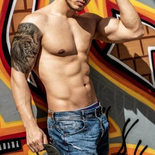 Waterproof Temporary Tattoo Sticker Black Realistic Lion Head Design Fake Tattoos Flash Tatoo Arm Body Art for Women Men