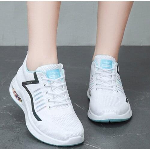 Knitting Sneakers For Women 2021 Autumn Winter Ladies Mesh Vulcanized Shoes Breathable Lace Up Fashion Female Running Shoes New