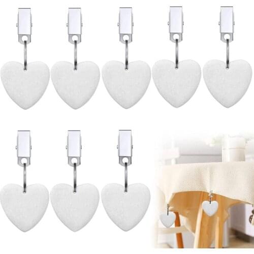 1pcs Tablecloth Clips Heart Shape Stone Tablecloth Weights With Metal Clips Clamps For Outdoor Garden Party Picnic Table Covers