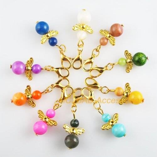 10 New Angel 14x21mm Charms Mixed Ball Shell Gold Color Retro With Lobster Claw Clasps