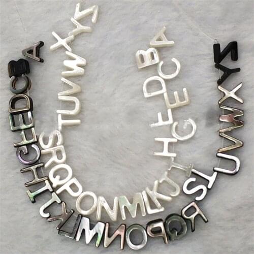 2 strip Natural Pearl Shell Black Shell letters a ~ Z DIY
