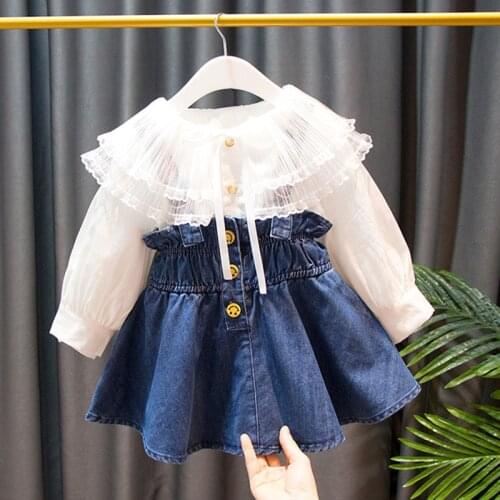 2021 The Cowboy Dress For Girl Baby Girl Dress Jean Girl Dress Set Children Clothes Summer Kids Suits Fashion Girl Denim Dress