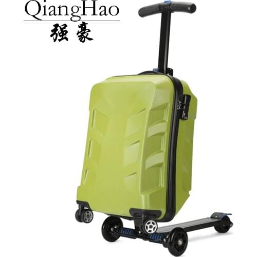 21inch TSA Lock Scooter Luggage Aluminum Suitcase With Wheels Skateboard Rolling Luggage Travel Trolley Case